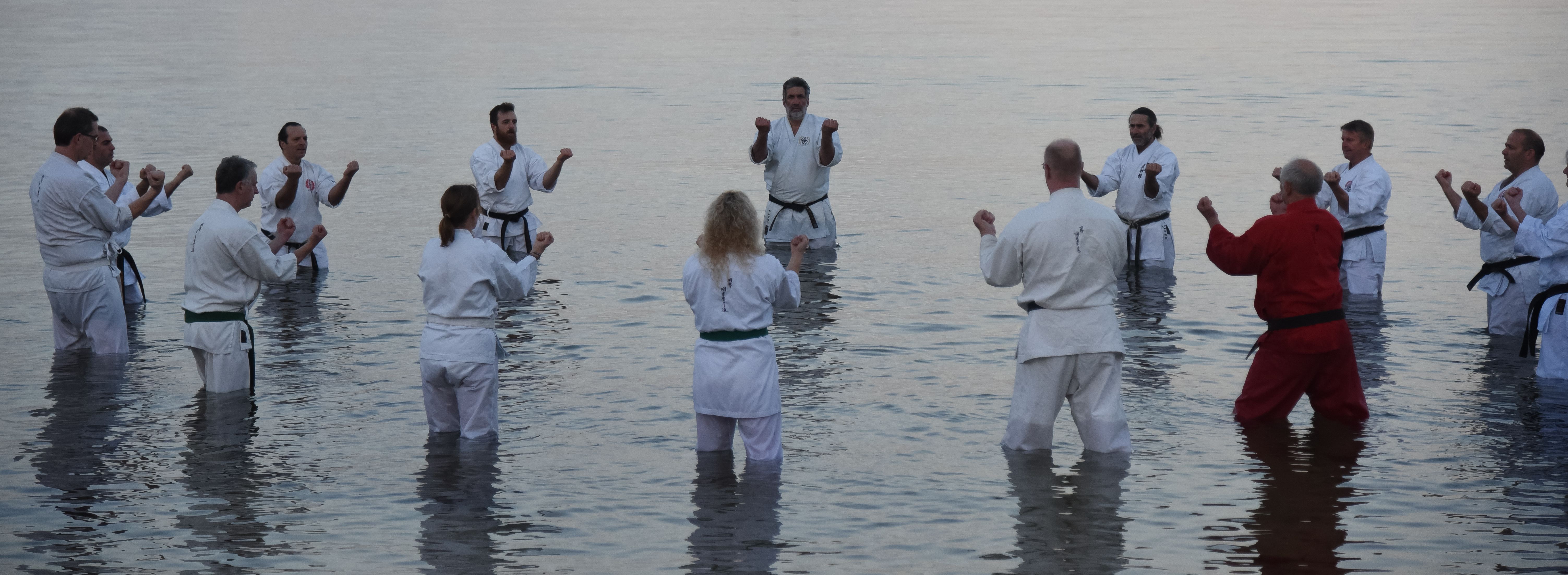 IGK Victoria performs Sanchin Kata in Water at St Kilda