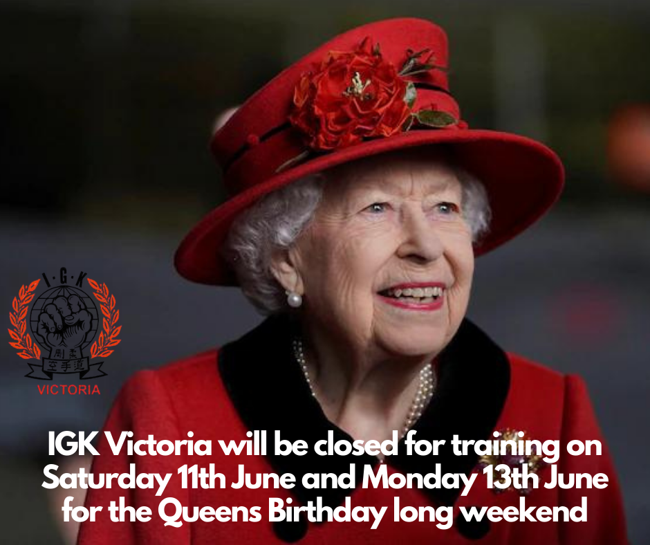 IGK Victoria closes for the Queens birthday long weekend in June 2022.